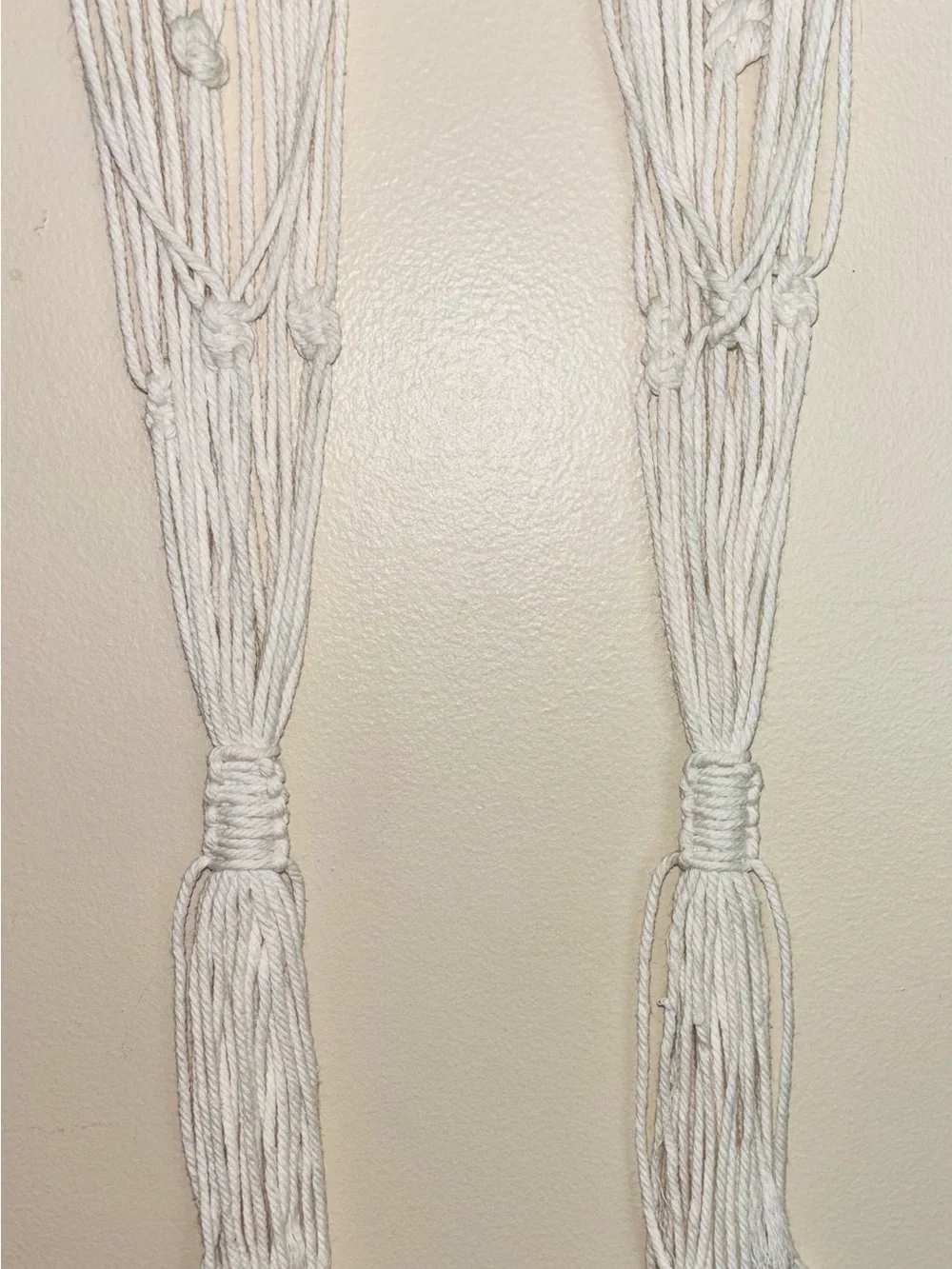 Handmade Macrame Wall Hanging Plant Holder in Natural Cream
